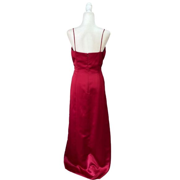 Vintage Watters & Watters Satin Maxi Dress 14 Red - Picture 6 of 10